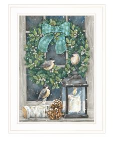 "Winter Wreath" by Diane Katter, Ready to Hang Framed Print, White Frame