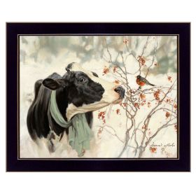 "The Winter Robin" by Bonnie Mohr, Ready to Hang Framed Print, Black Frame