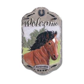 Welcome Sign, "Horse" Porch Decor, Resin Slate Plaque, Ready To Hang Decor