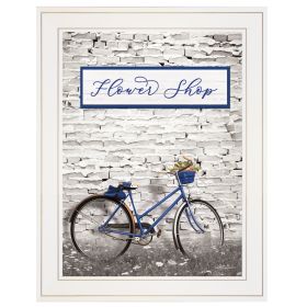 "Flower Shop Bicycle" by Lori Deiter, Ready to Hang Framed Print, White Frame