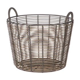 Poly Rattan Storage Basket with Handles, Large, Brown