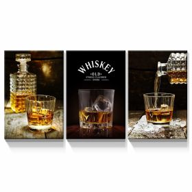 3 Panels Framed Canvas Whiskey Wall Art Decor,3 Pieces Mordern Canvas Painting Decoration Painting for Chrismas Gift, Office,Dining room,Living room